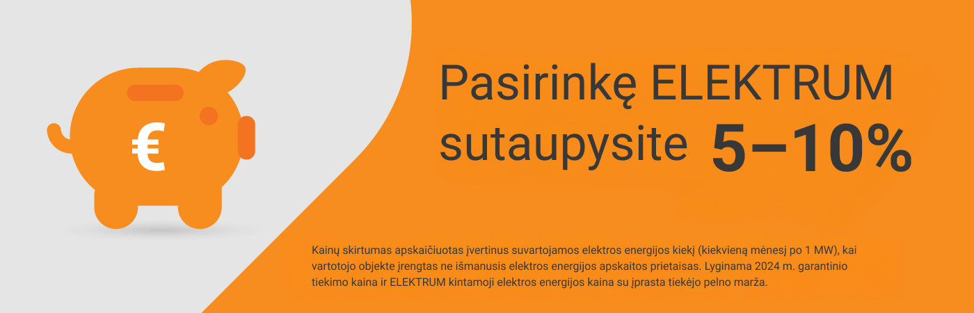 Pasirinkę ELEKTRUM sutaupysite 5-10 proc. per mėnesį.*