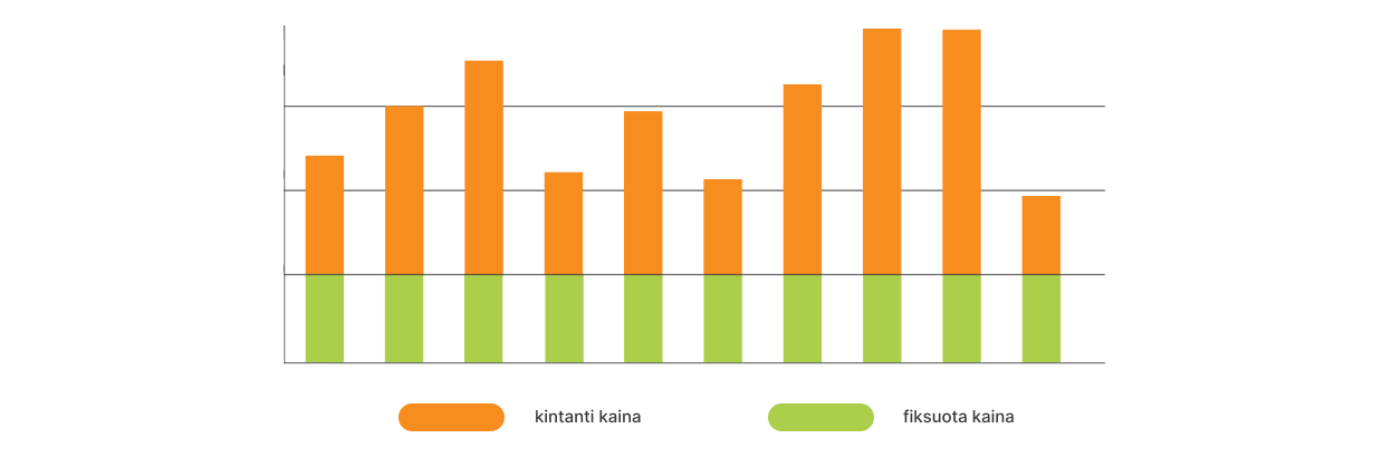 Pavyzdinis kintančios ir fiksuotos kainos grafikas