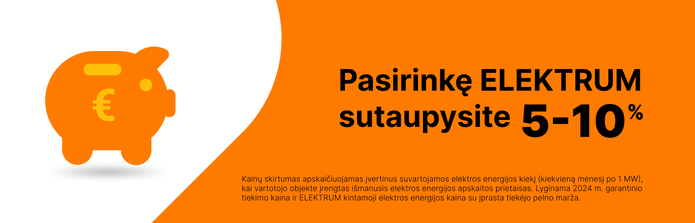 Pasirinkę ELEKTRUM sutaupysite 5-10 proc. per mėnesį.*